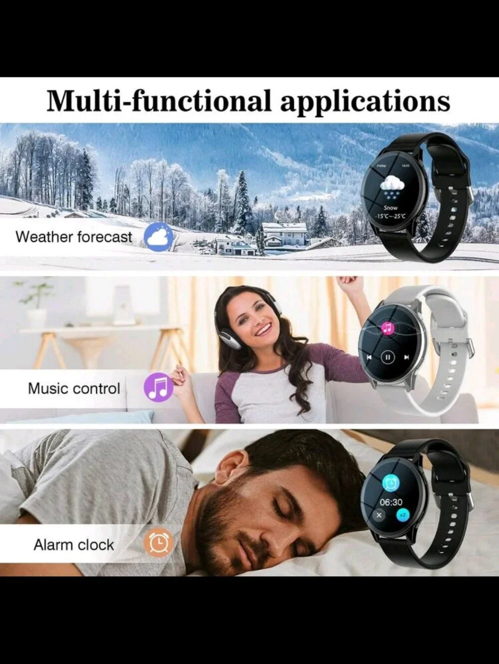 Black Smartwatch with Fitness Tracking - Unbranded